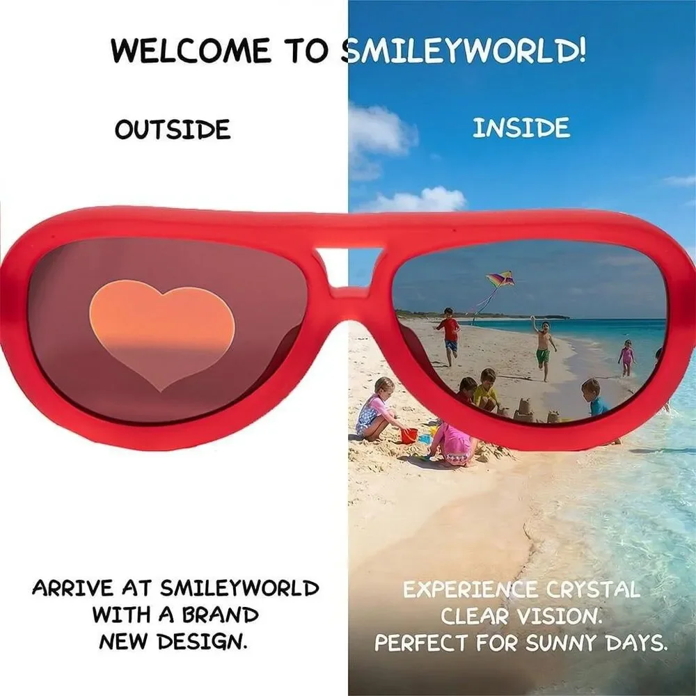Kids Red Pilot Polarized Sunglasses Heart Lenses Flexible G850 Frame
